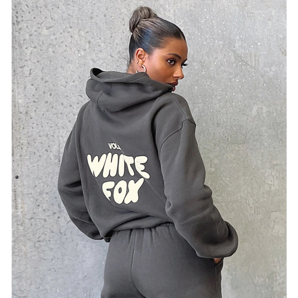 White fox hoodie and sweat set